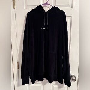 Puma plus size black velvet pull over hoodie